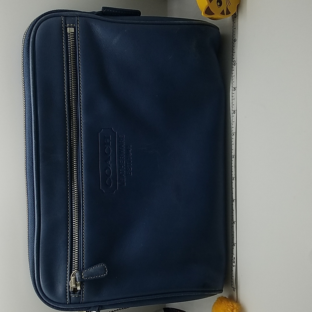 Coach Makeup Case Authentic Blue Leather/ travel kit gently used